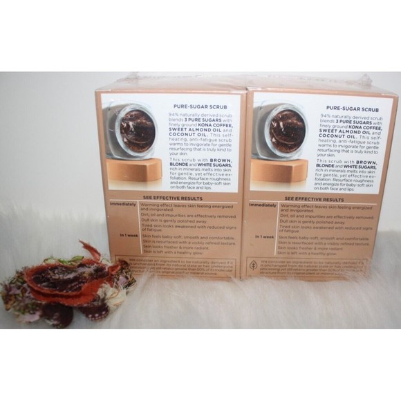 L’Oreal PURE-SUGAR Scrub Resurface & Energize 3 Pure Sugars + Coffee-2 Pk 1.7 oz - Picture 2 of 4